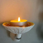 support mural champignon blanc orange rouge relief artisanal naturel adhésif inclus.texture.grey.stem