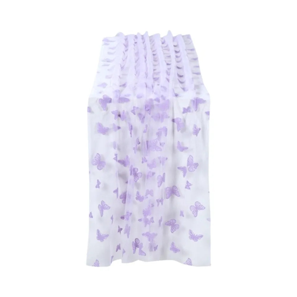 nappe décorative transparente papillons brodés rose violet blanche festive romantique table anniversaire élégante événementière