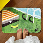 tapis bain antidérapant polyester lettres relief moderne absorbant doux salle bain