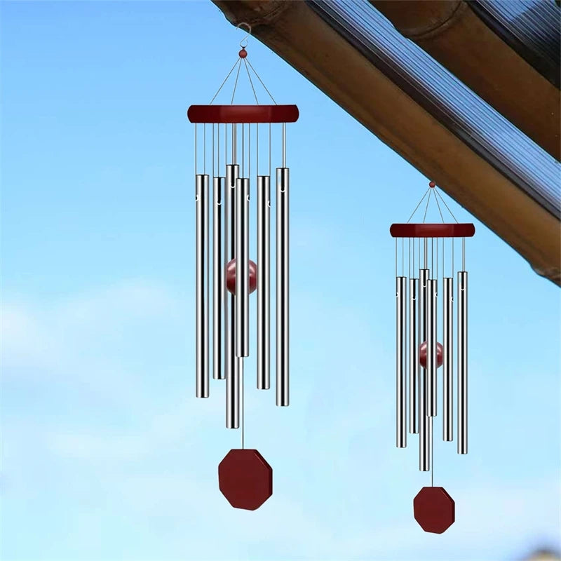 décoration extérieure sifflet vent rouge argenté métal bois ornements cloches balcon maison