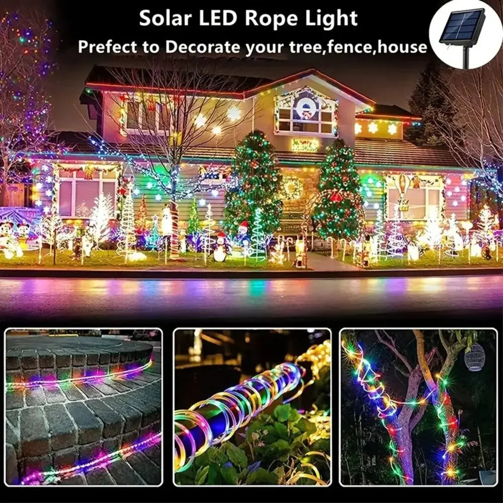 guirlande lumineuse led multicolore moderne panneau solaire adhésif extérieure 32m 22m 12m 7m fête