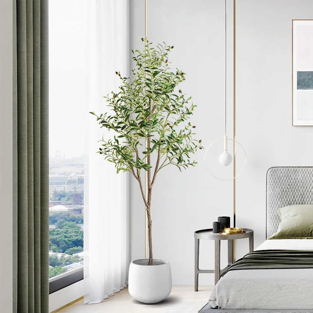 plante artificielle arbre olivier pot vert feuilles ovales modernes decoration exterieure intérieure pieds