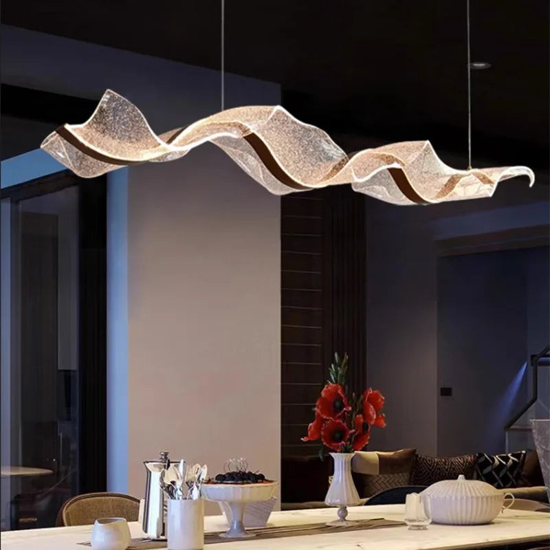 Lustre ruban ciel étoilé romantique LED vague brun