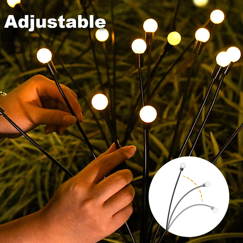 guirlande lumineuse solaire feuilles vertes tiges noires moderne étanche extérieure auto recharge recharge solaire