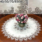 nappe ronde dentelle fleur scintillante élégante vintage romantique blanc beige semi transparente 40 50