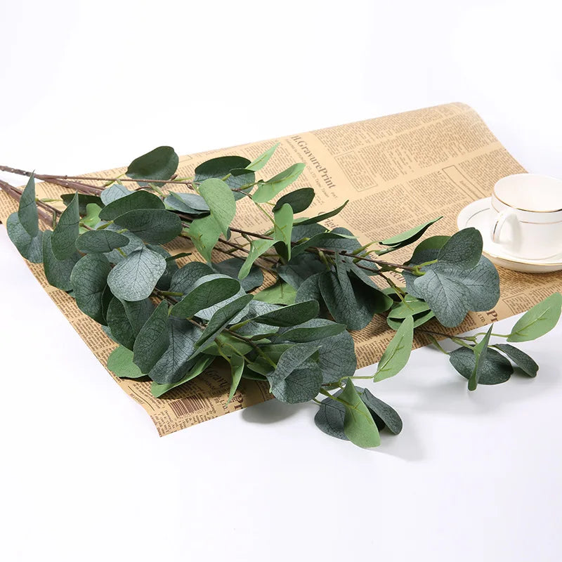 Branche artificielle feuilles soie vert naturelle exposition extérieure décoration jardin mariage 90cm 40feuilles
