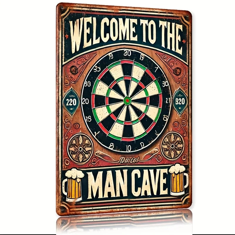 panneau decoratif metal man cave cible fléchettes pintes bière bienvenue chambre rustique industrial 20x30cm