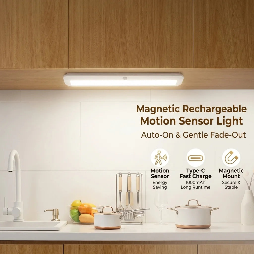 lampe motion sensor rechargeable led aimantée facile blanc moderne minimaliste détecteur mouvement chambre cuisine
