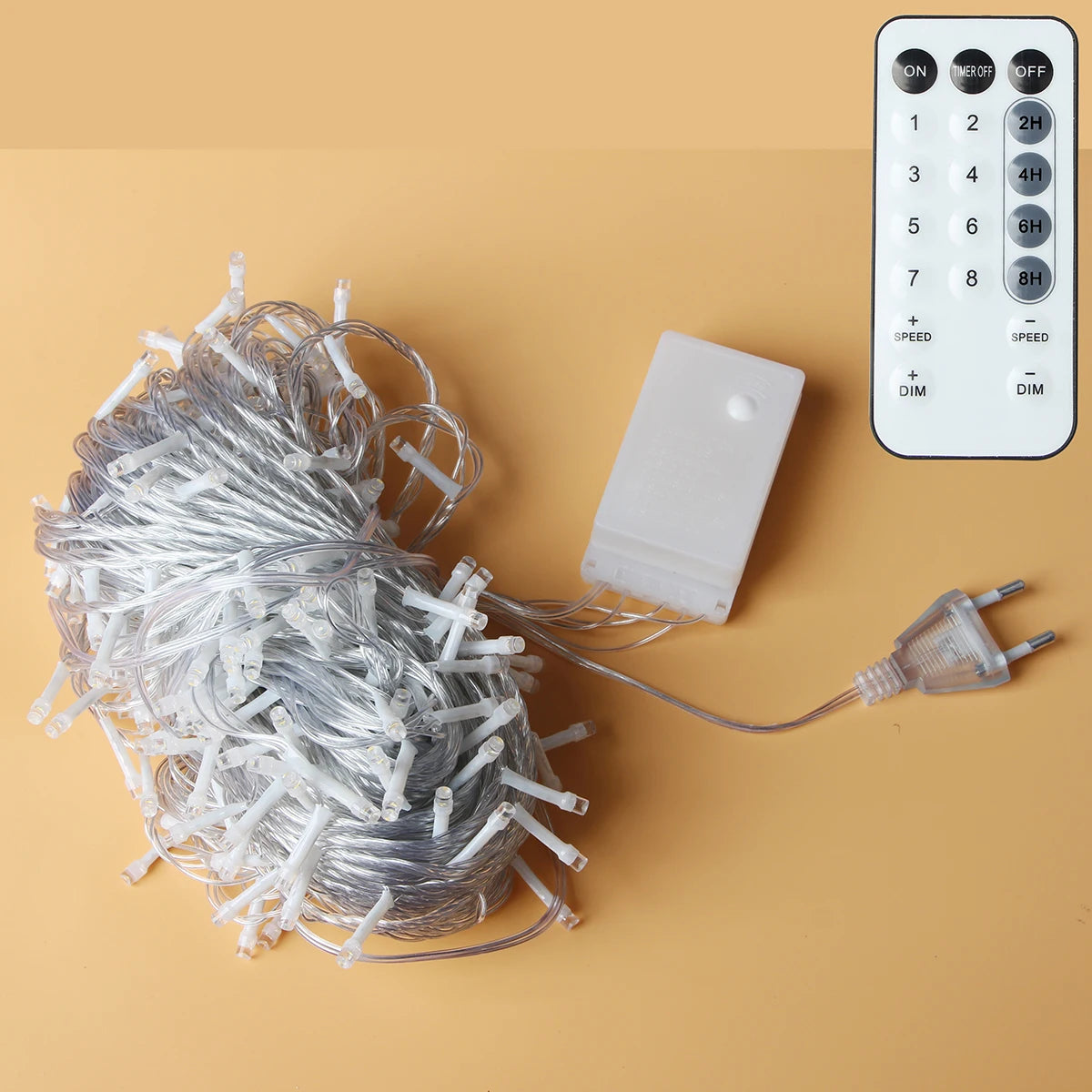 guirlande lumineuse blanc chaud 800 led 220v ip44 moderne clips télécommande