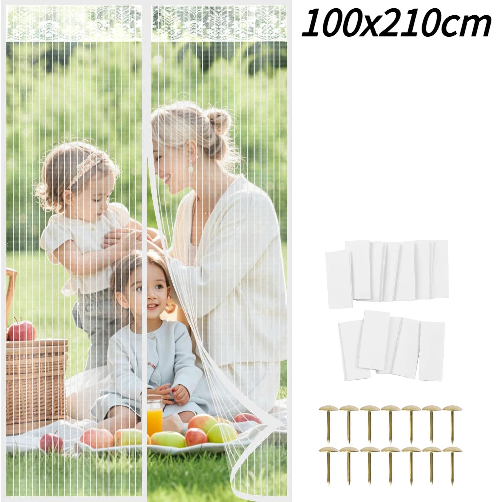 rideau porte magnétique anti insectes polyester noir maille fine moderne plié maison sécurité chambre
