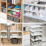 étagère cuisine pliable blanc gris moderne clips plastique métal extensible 54 75cm