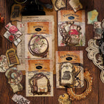 autocollants vintage étiquettes décoratives motifs floraux rubans boutons blanc marron beige instruments musicaux