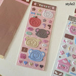 stickers 3d bulles kawaii animaux coeurs étoiles maison ours chauves souris pompons cloches journal