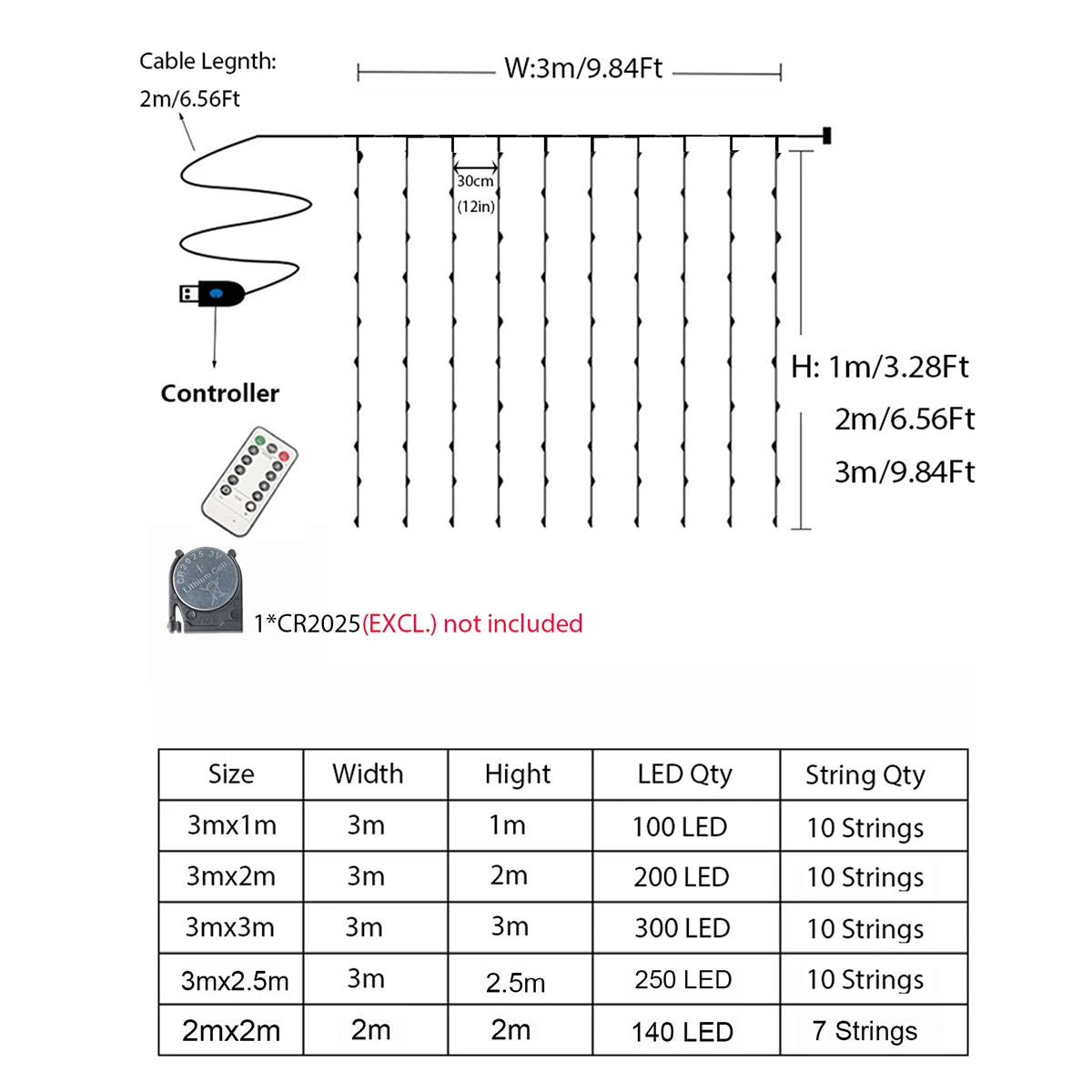 guirlande lumineuse led blanc chaud moderne 100 led 3m 1m controleur usb