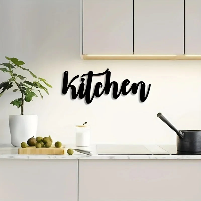 décoration murale lettre stylisée moderne adhésive noire métal 30cm 12cm