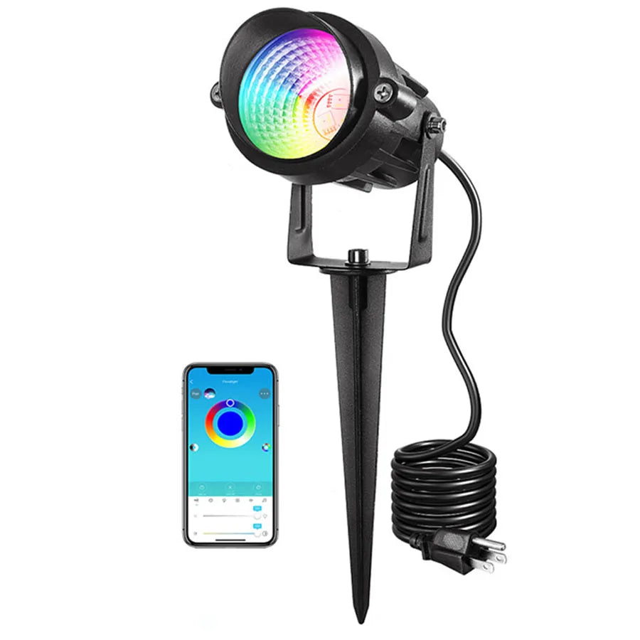 projecteurs led extérieurs modernes ip65 15w rgb noir aluminium bluetooth