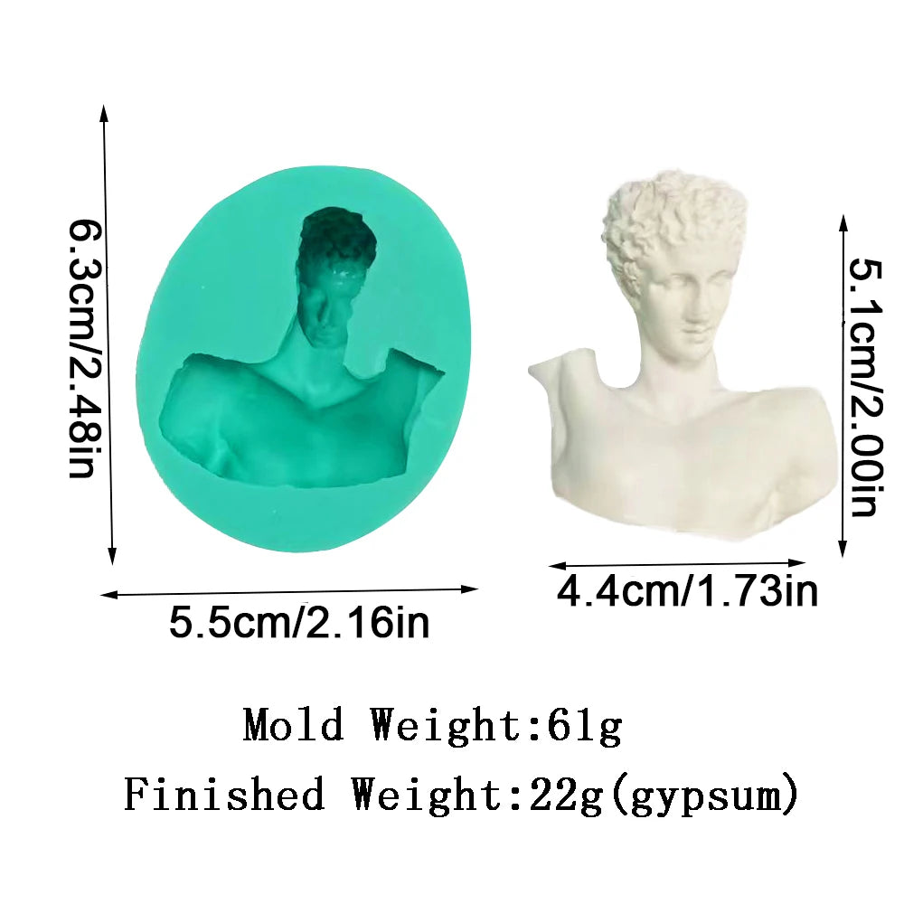 moules silicone bustes sculptés classiques aromathérapie gypse résine époxy decoration gâteau blanc vert