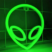 Enseigne au néon extraterrestre verte LED pour décoration murale chambre homme ou salle de jeux