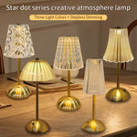 lampe table moderne or transparent géométrique rechargeable sensoriel chambre coucher led