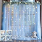rideau deco blanc beige bleu clair transparent finement tissé classique élégant 6m 75cm polyester