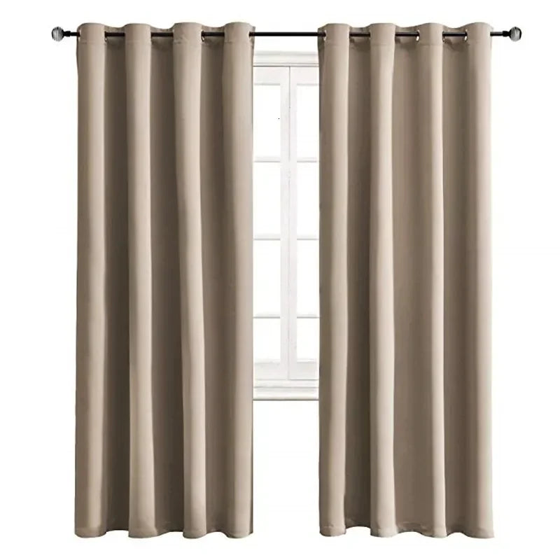 rideaux opaques bleu marine blanc noir tissu voile fenêtre moderne anneaux métalliques unis