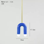 suspension lumineuse moderne arc forme géométrique rouge bleu noir blanc