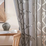 rideau gris moderne motif feuilles élégant maison hôtelpaque opacité inclusion polyester