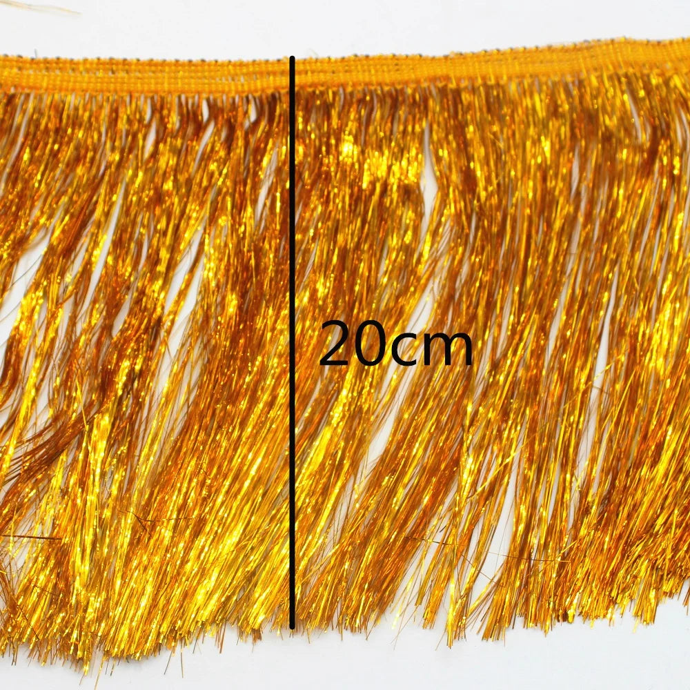 ruban frisé franges brillantes or multicolore décoratif textile maison 20cm longueurversible utilisation