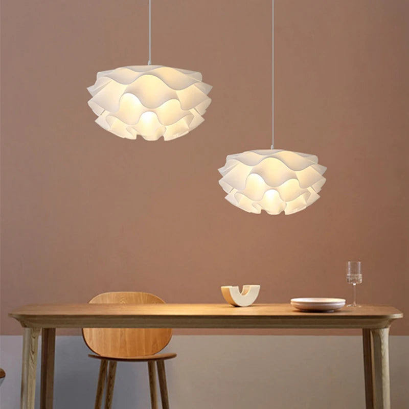 lampe suspendue moderne plissé blanc chambre salon salle manger