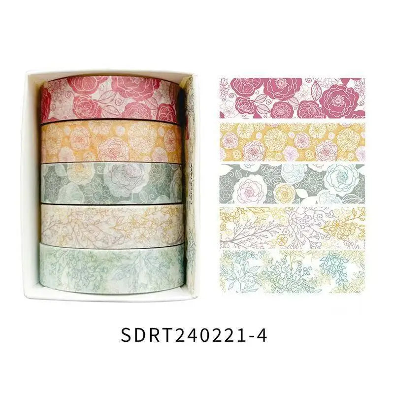 ruban adhésif décoratif multicolore fleurs papillons vintage floral boîte inclusion adhésif mignon étudiant cadeau