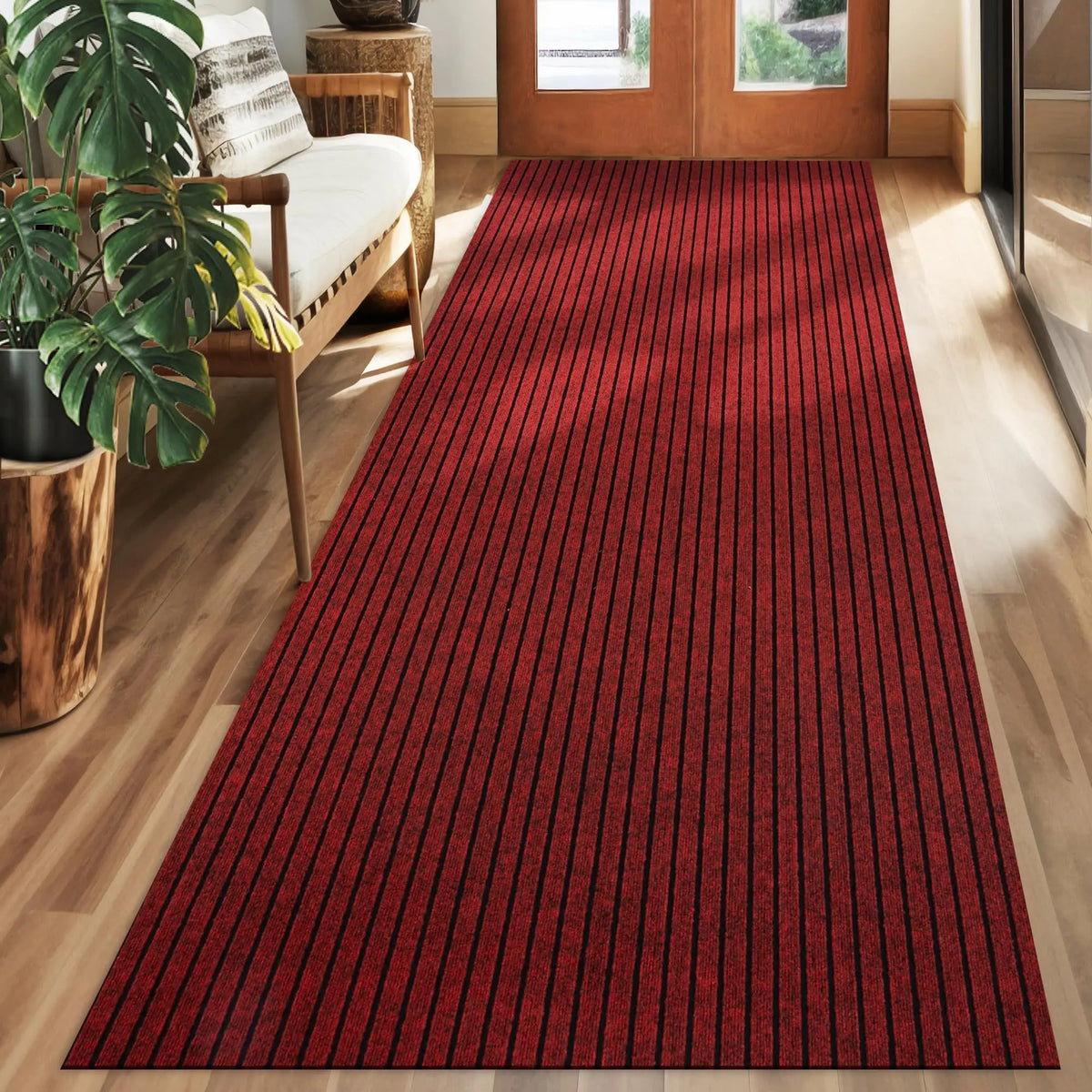 tapis rayé gris moderne polypropylène chambre rectangle absorption 60x120cm lavage main