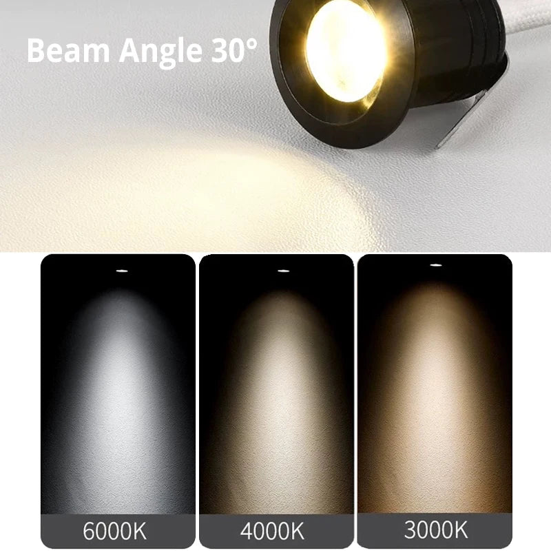 projecteur led blanc noir argent moderne 1w 28mm 30mm opaquet