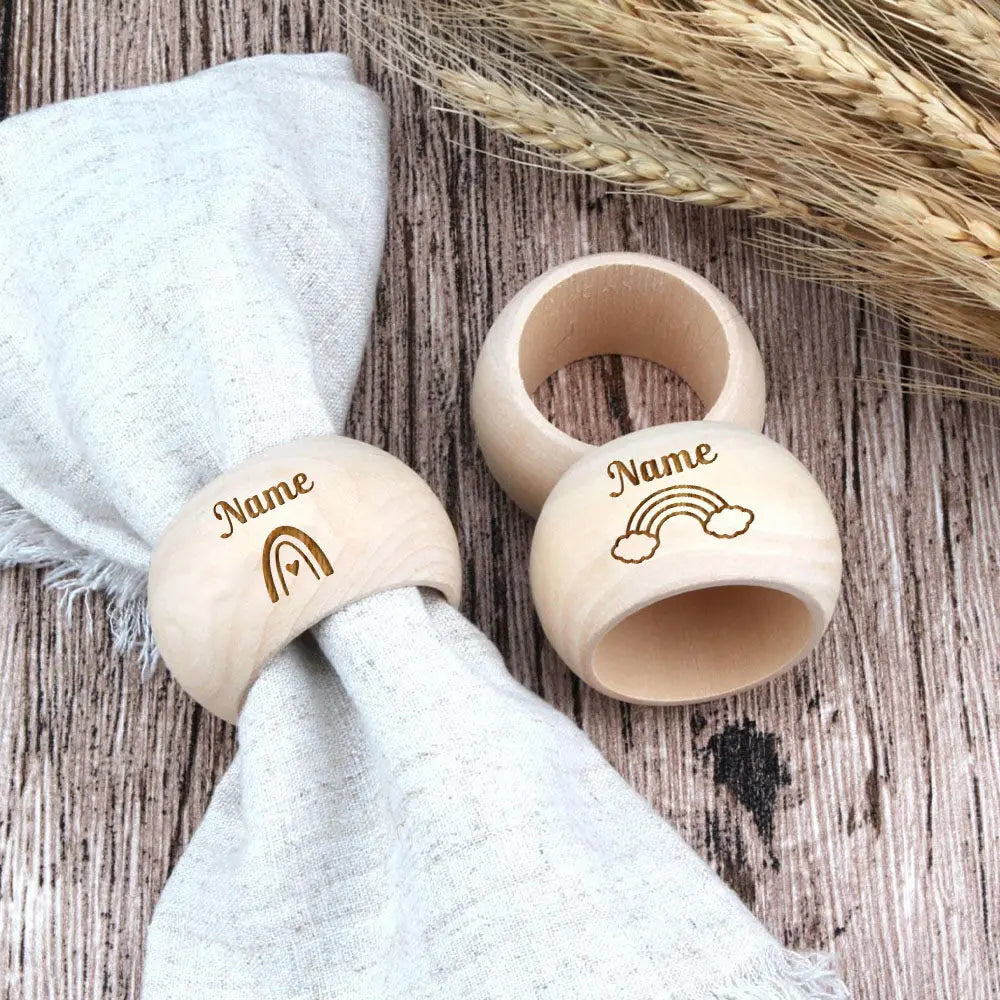 anneau serviette bois personnalisable arc ciel couronne cœur donut naturel minimaliste respectueux environnement decoration