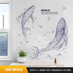 autocollant mural moderne baleine bleu gris blanc géométrique triangulaire salon chambre 60x90cm