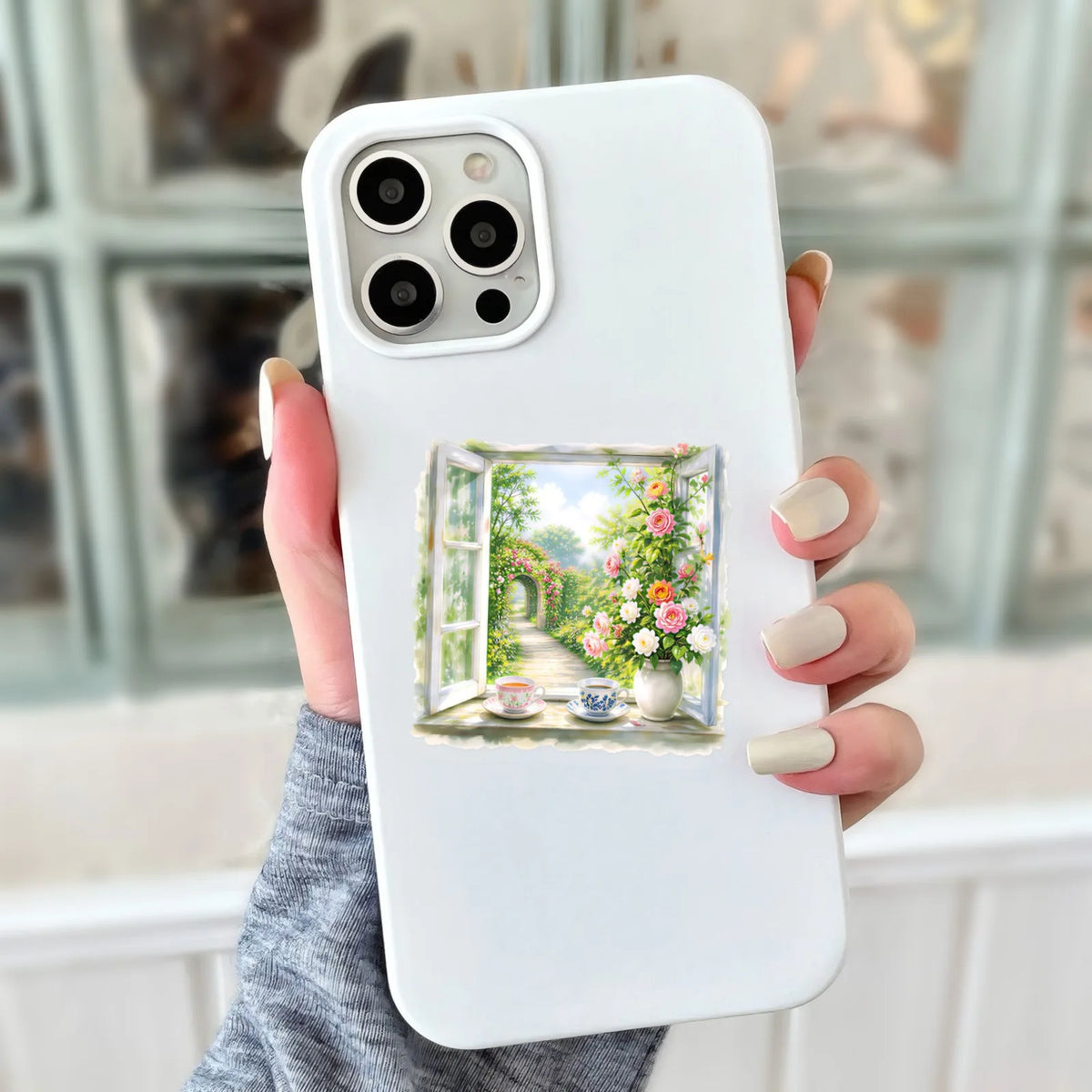 sticker floral paysage saisonnel aquarelle rustique adhésif opaque carnet téléphone portable vintage