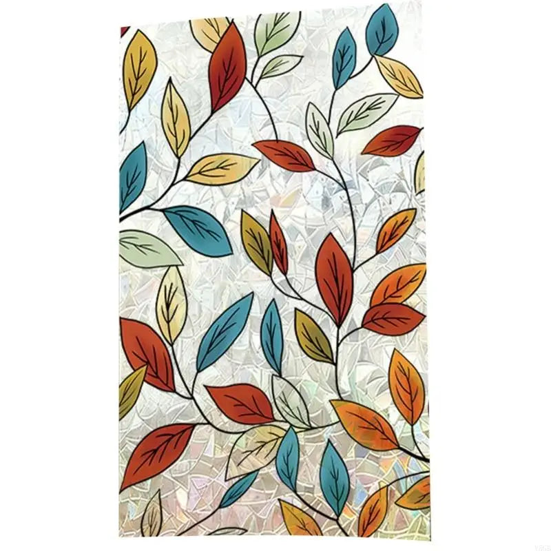 film décoratif fenêtre fleurs feuilles papillons moderne vert blanc jaune marron opacité adhésif