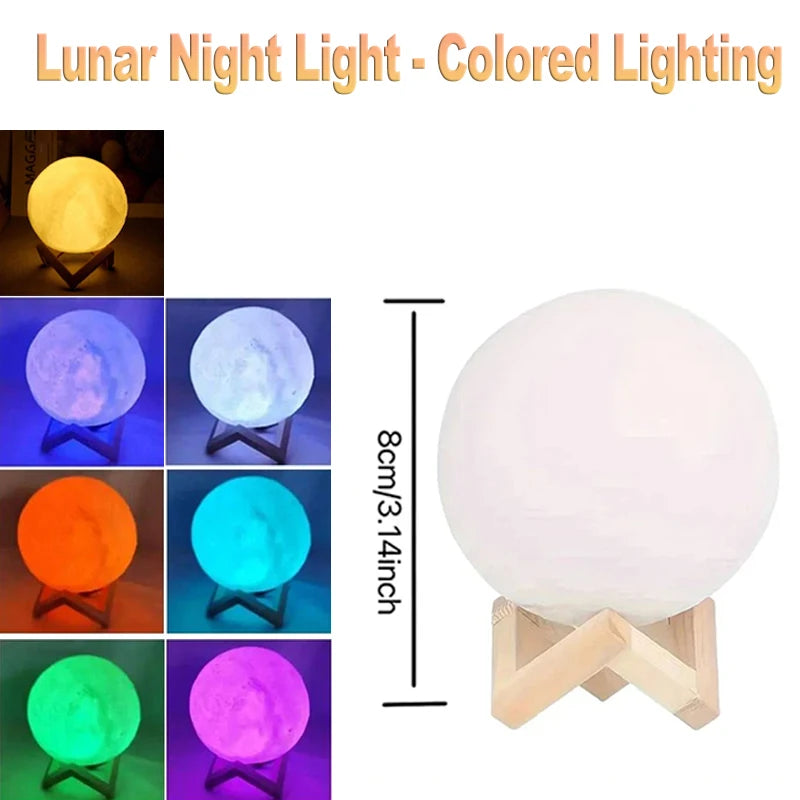 veilleuse lune cristalline led ambre blanche changement couleur ambiance moderne orbianescente