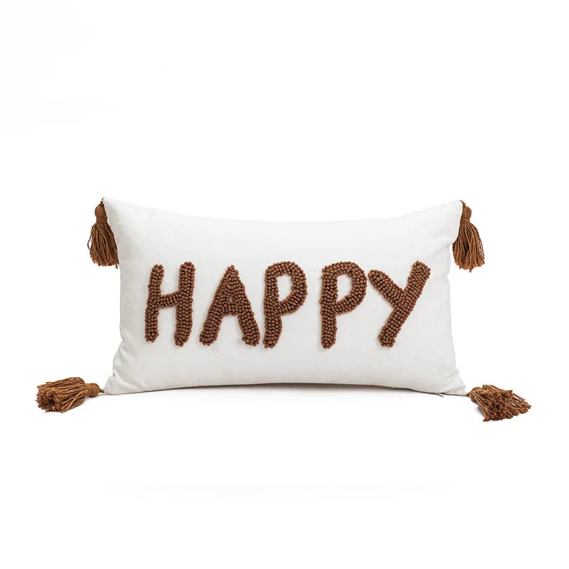 housse coussin beige marron motif rayé texture douce moderne opacité jacquard polyester décoration canapé