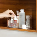 boîte rangement cosmétiques transparente moderne compartiments multiples maquillage pinceaux rouges lèvres organisation beauté minimalistemode
