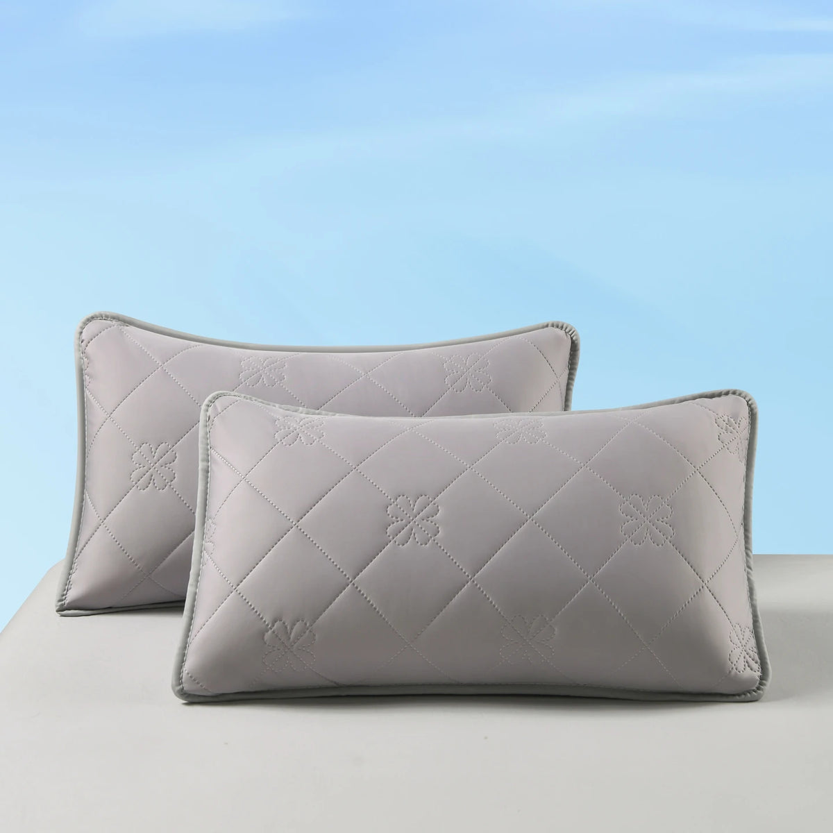 taies d'oreiller cooling polyester respirant moderne rose clair motif carrés washable soft lit maison