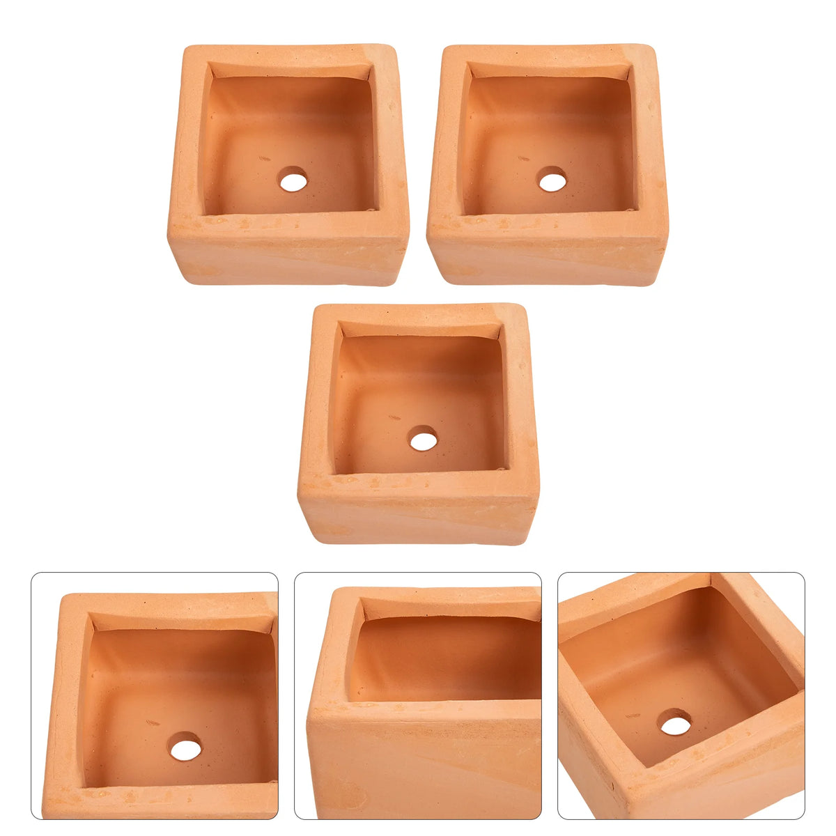 cache pot carré orange terracotta texture naturelle minimaliste moderne pot plantes vertes succulents durable