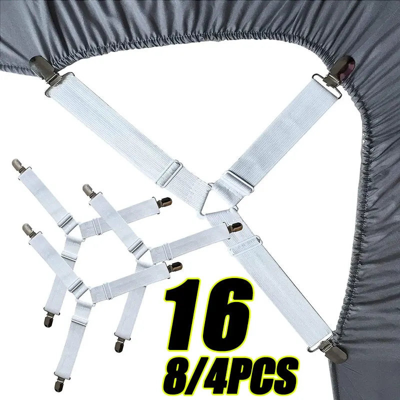 attaches drap métal élastique blanc noir utilitaires clips ressorts ensemble fixations couvertures lit canapé