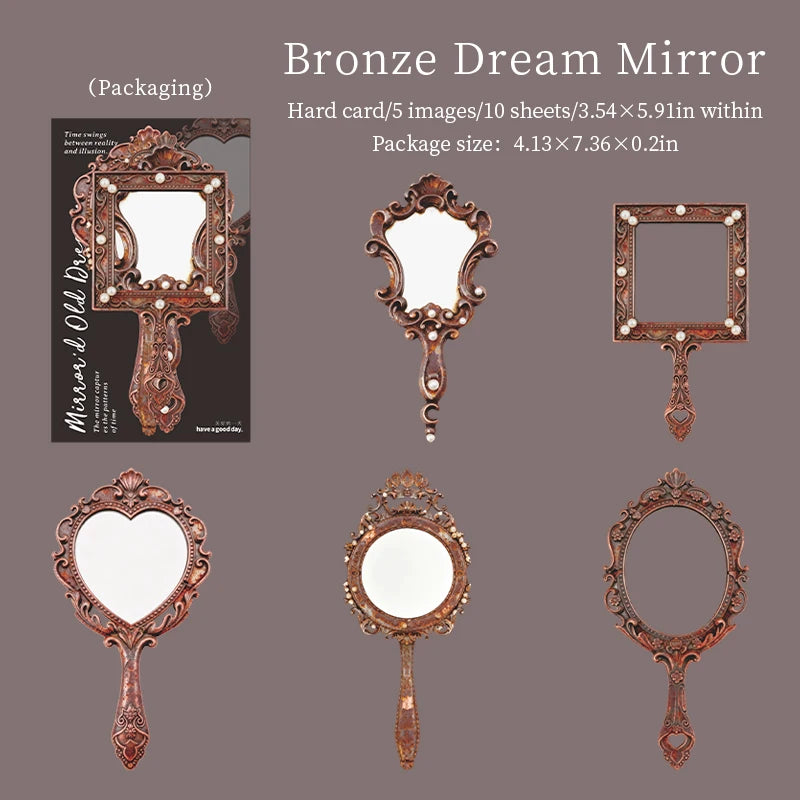 autocollants miroir vintage ornements baroques motifs floraux poignées décoratives argentés bronze doré scrapbooking bricolage