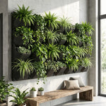 jardinière murale autoarrosante moderne noire blanche fixée plante verte