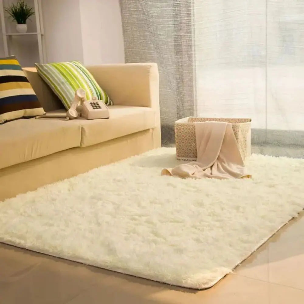 tapis peluche épais moderne salon chambre lit décoration maison doux gris blanc rose marron