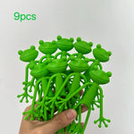 support plante forme grenouille verte plastique pattes articulées mignon adhésif 12 pièces