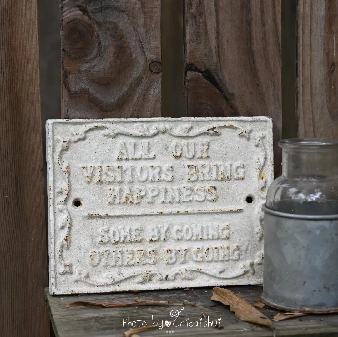 Plaque murale vintage en fonte vert clair pour jardin
