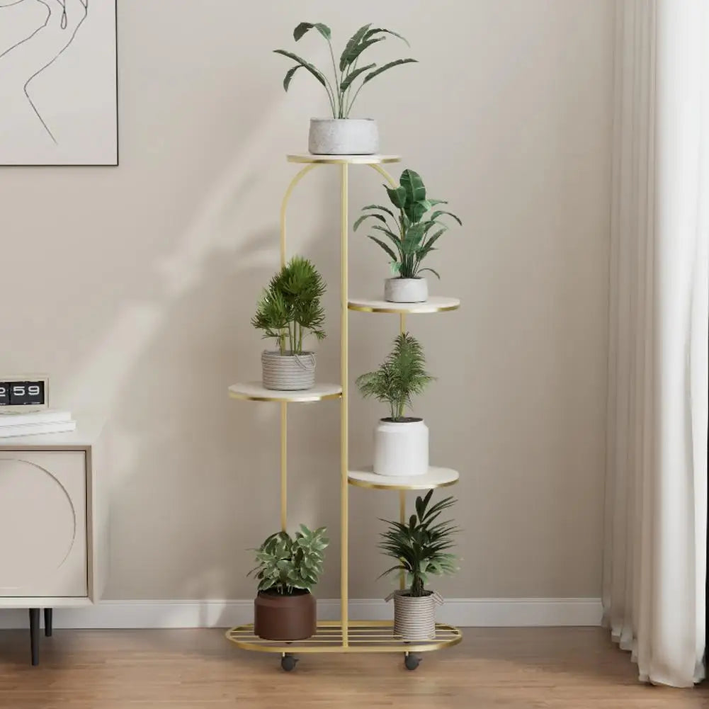 étagère roulettes moderne or blanc gris étages plante artificielle pot minimaliste