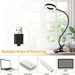 lampe clip flexible 360° noir réglable 10 niveaux luminosité USB