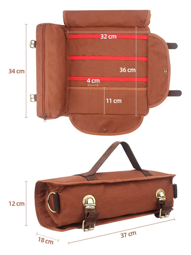 sac outils barman tissu texturé compartiments élastiques sangles réglables vintage utilitaire cocktails